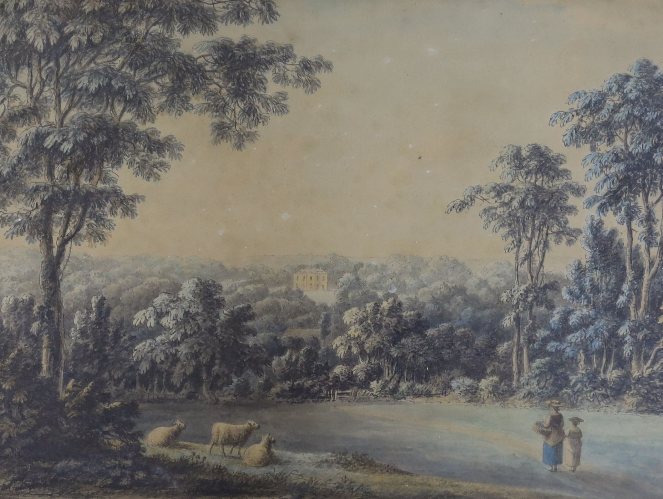 19th century English School, watercolour, 'Montreal, Sevenoaks, Kent', View of a country house', titled, 31 x 42cm, and a later unsigned watercolour of a headland, 24 x 34cm